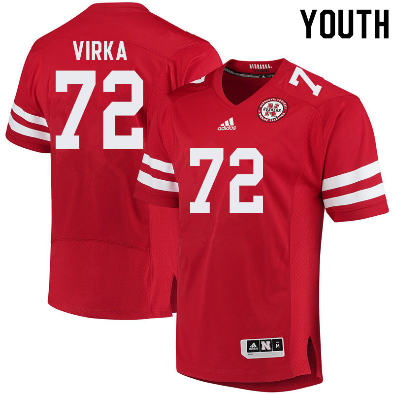 Youth #72 Nick Virka Nebraska Cornhuskers College Football Jerseys Sale-Red